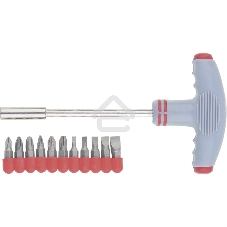 Отвертка Matrix с Т-образной эргономичной ручкой и набором бит, 11 шт., CrV