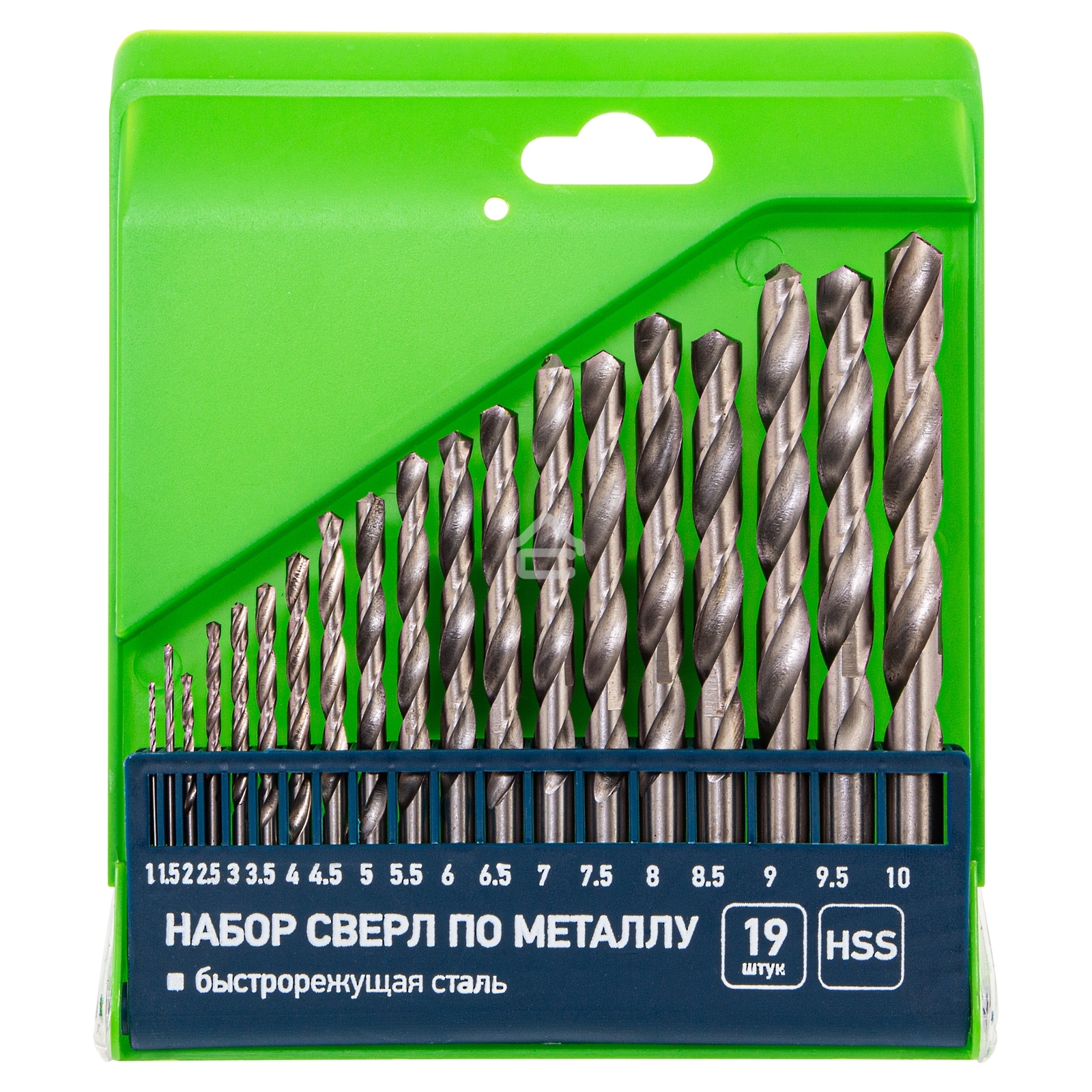 Набор сверл по металлу Сибртех, 1-10 мм (через 0,5 мм), HSS, 19 шт.,пластик.коробка цил. хвостовик