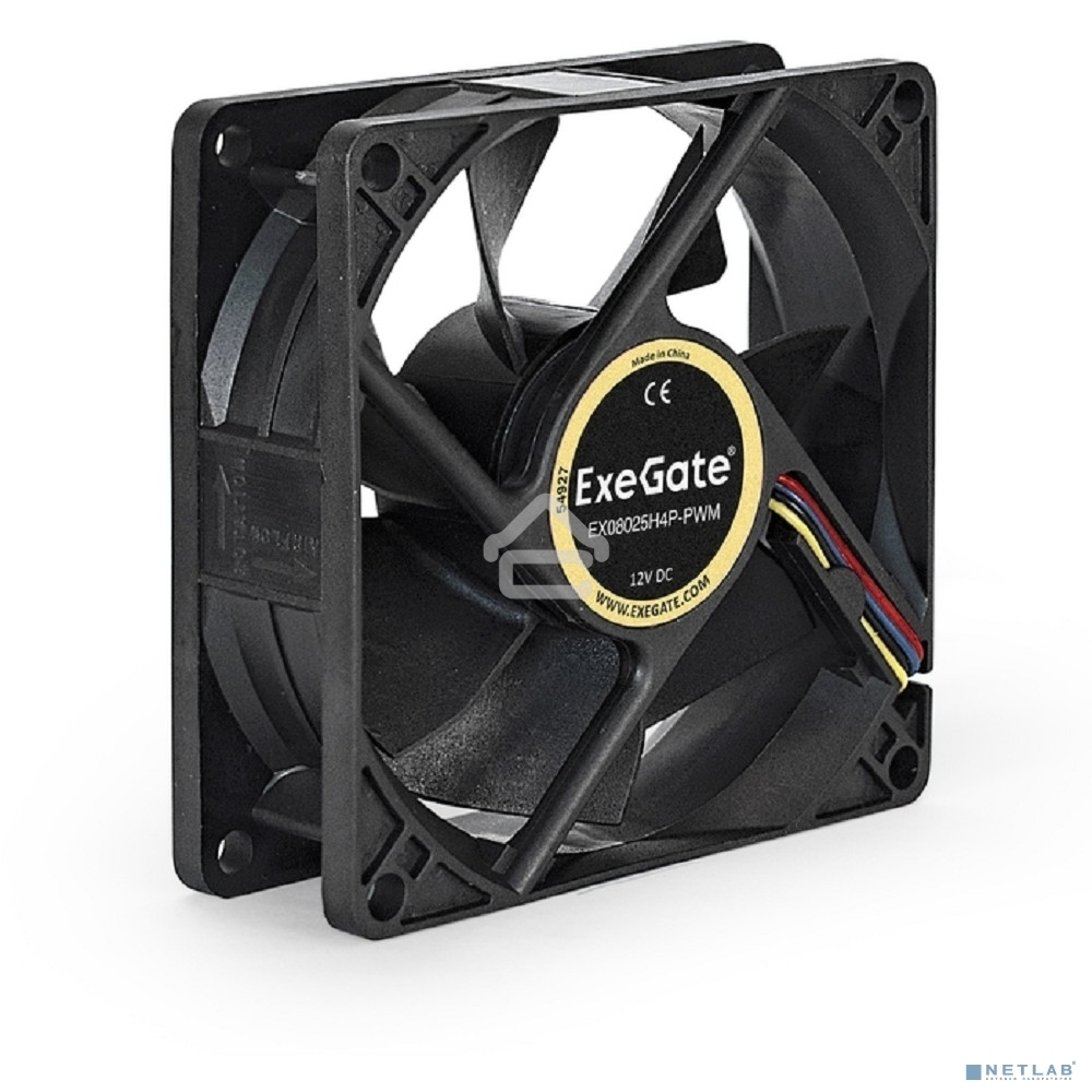 Вентилятор для корпуса ExeGate E08025H4P-PWM черный, 80 мм, 2300 об/мин, 23 дБ, 4 pin