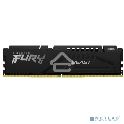 Оперативная память Kingston Fury Beast, DDR5, 16GB (2x8GB), 5200MHz, CL40, DIMM, радиатор, черный