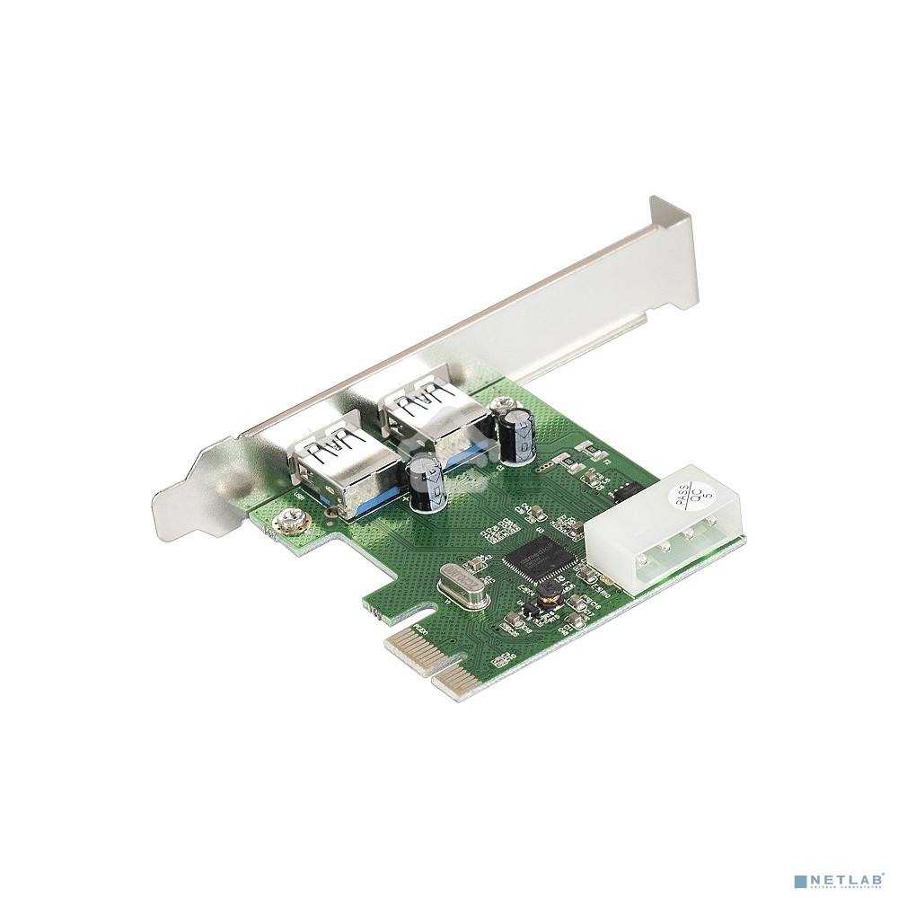 Контроллер ExeGate EXE-319 PCI-E 2.0, 2*USB3.0 ext, разъем доп.питания (OEM)
