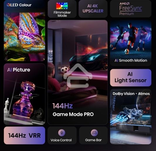 Телевизор 65'' Hisense 65E7Q PRO черный QLED UHD 144 Hz VIDAA U9