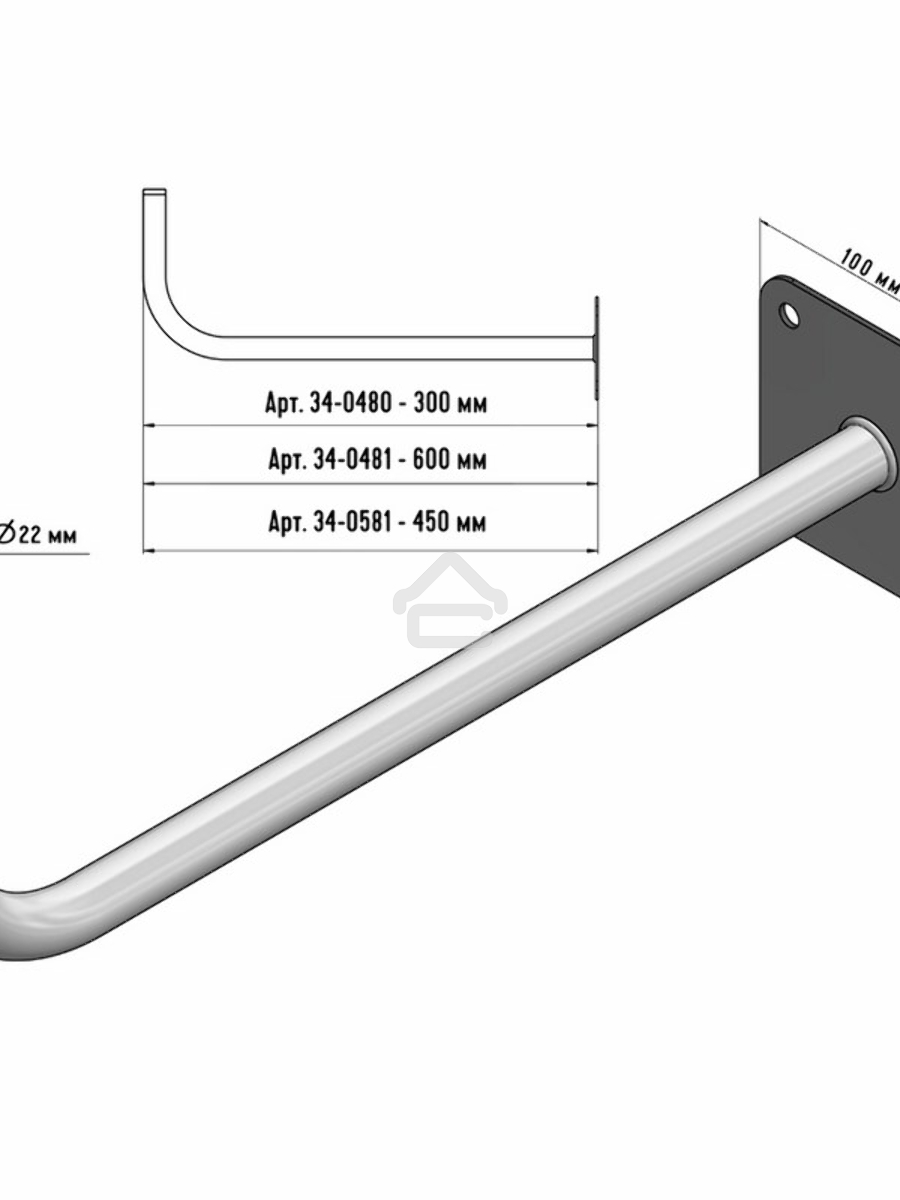 Кронштейн эфирный Rexant Г-образный, 30см 34-0480