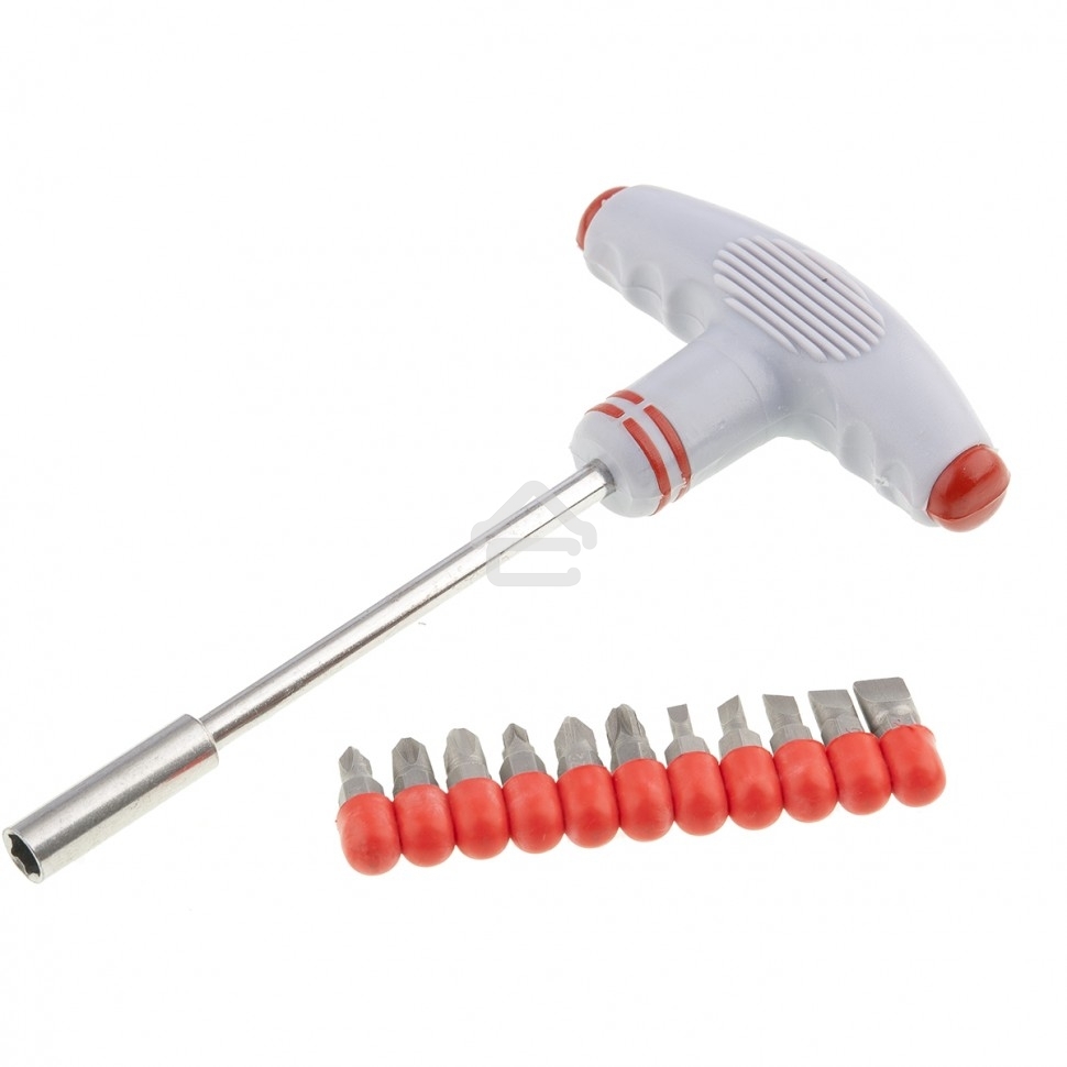 Отвертка Matrix с Т-образной эргономичной ручкой и набором бит, 11 шт., CrV