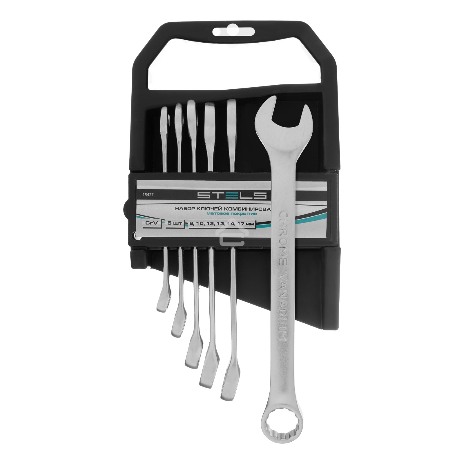 Набор ключей комбинированных, 8 - 17 мм, 6 шт., CrV, матовый хромStels