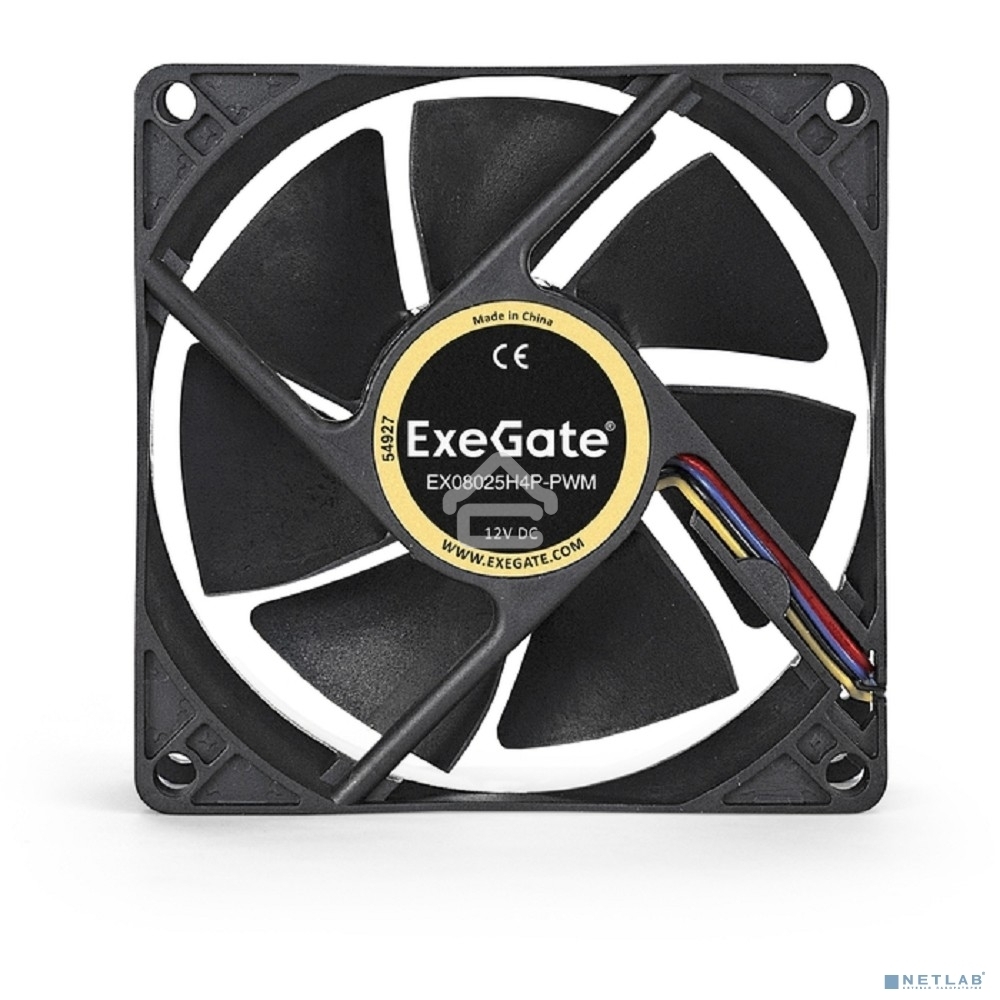 Вентилятор для корпуса ExeGate E08025H4P-PWM черный, 80 мм, 2300 об/мин, 23 дБ, 4 pin