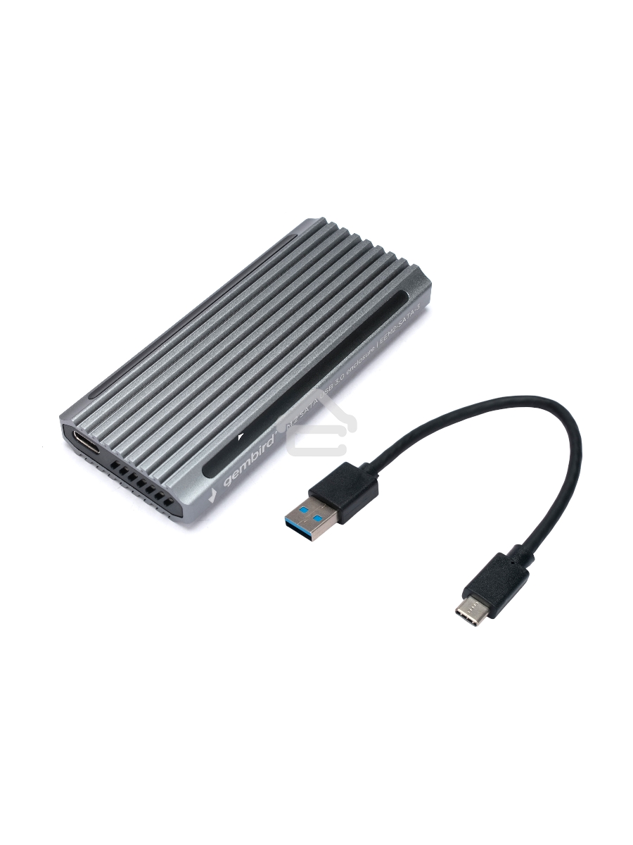 Внешний корпус Gembird EEM2-SATA-3 USB 3.1 для M2 SATA порт Type-С, RGB подсветка, металл, серебристый