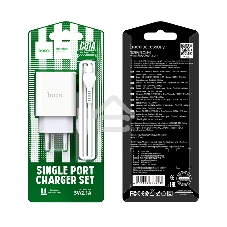 Зарядное устройство Hoco 10.5Вт, 2.1А, 1хUSB + кабель USB/Type-C 1м, C81A, белый, блистер