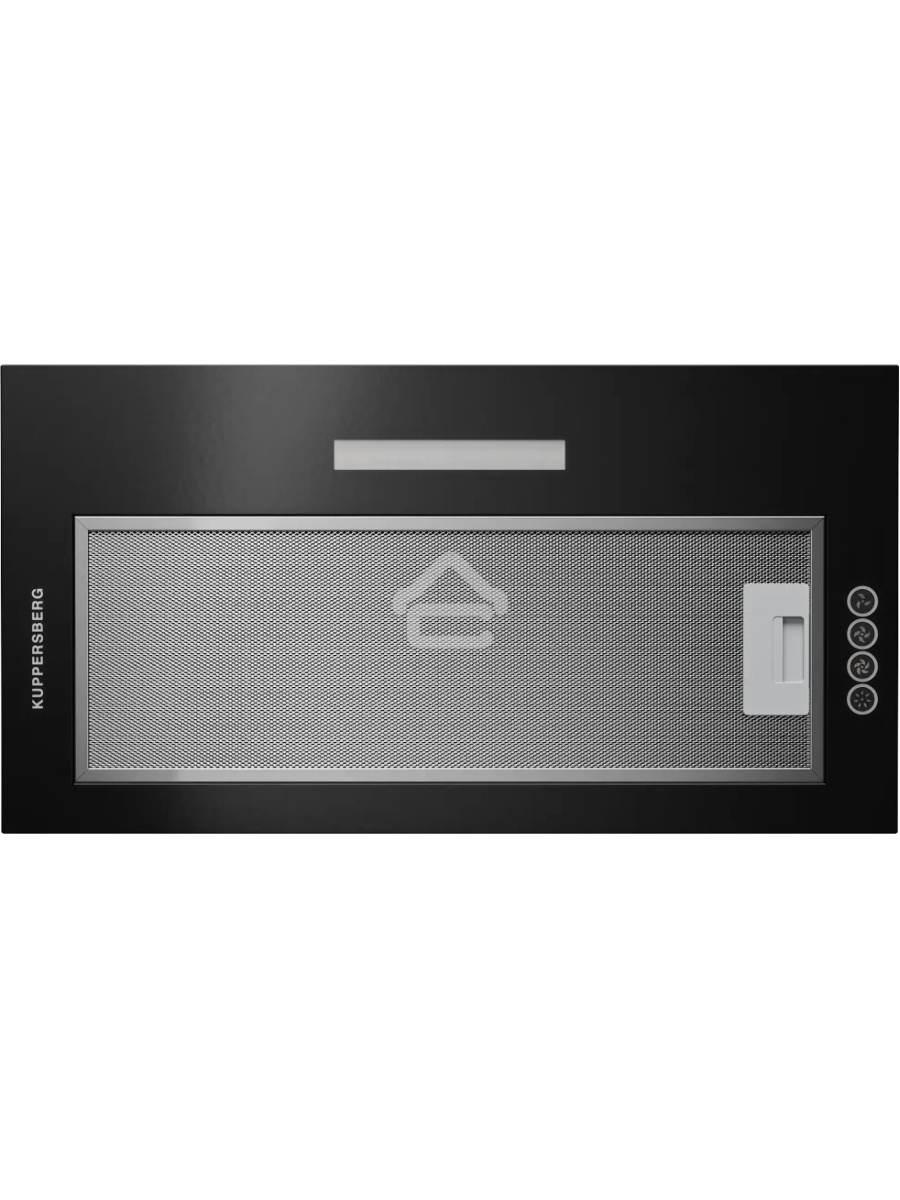 Вытяжка встраиваемая Kuppersberg INTOUCH 60 B, ширина 54 см, отвод/рециркуляция, 650 м3/час, 3 скорости, электронное сенсорное управление, светодиодное освещение 1х5 Вт, жироулавливающий фильтр, угольный фильтр KF-T (опция), 41 дБ, цвет: черный