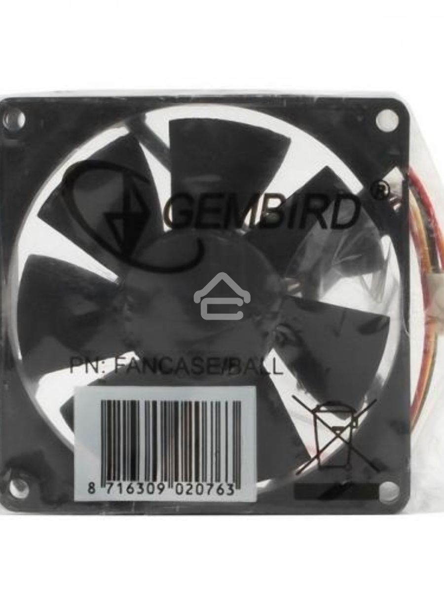 Вентилятор для корпуса Gembird FANCASE/BALL черный, 80 мм, 2600 об/мин, 27 дБ, 3 pin