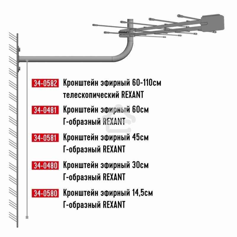 Кронштейн эфирный Rexant Г-образный, 30см 34-0480