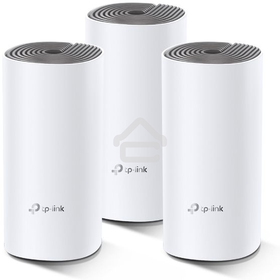 Домашняя Mesh Wi-Fi система TP-Link Deco E4 (3-Pack), 1167Мбит/с (5 ГГц: до 867 Мбит/с + 2,4 ГГц: до 300 Мбит/с), 2 порта 100 Мбит/с, 2 встроенные антенны на каждом модуле Deco