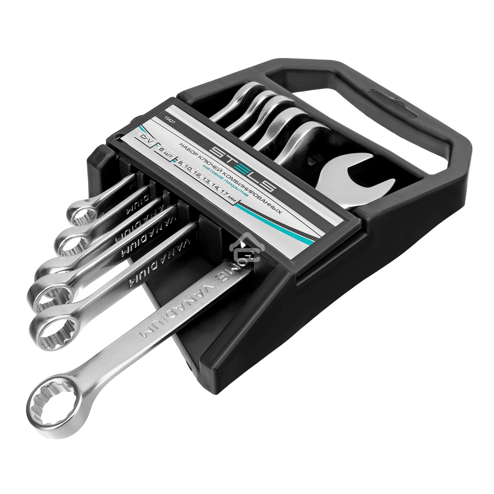 Набор ключей комбинированных, 8 - 17 мм, 6 шт., CrV, матовый хромStels