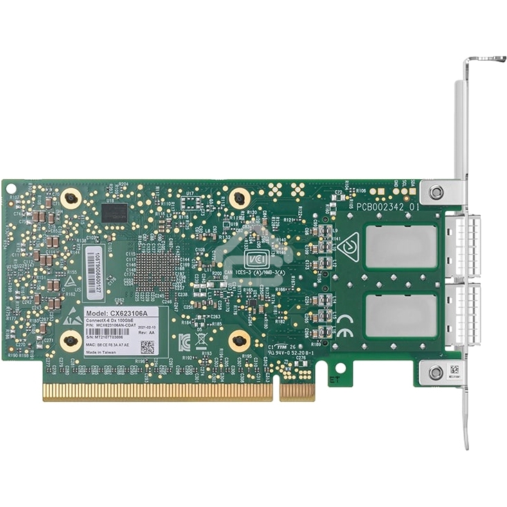 Сетевая карта MELLANOX ConnectX-6 Dx EN adapter card, 100GbE, Dual-port QSFP56, PCIe 4.0 x16, No Crypto, Tall Bracket