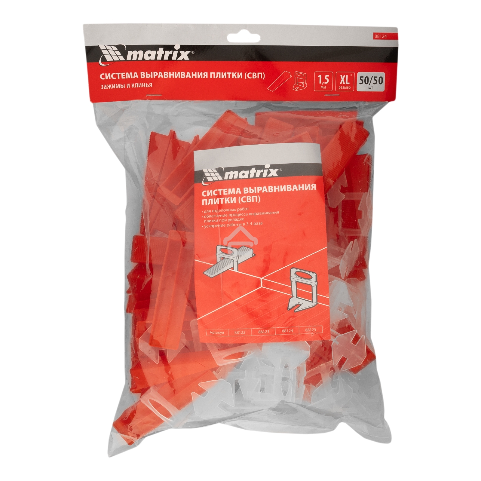 Комплект зажим + клин для системы выравнивания плитки Matrix СВП Ворота XL, 50/50 шт. в пакете
