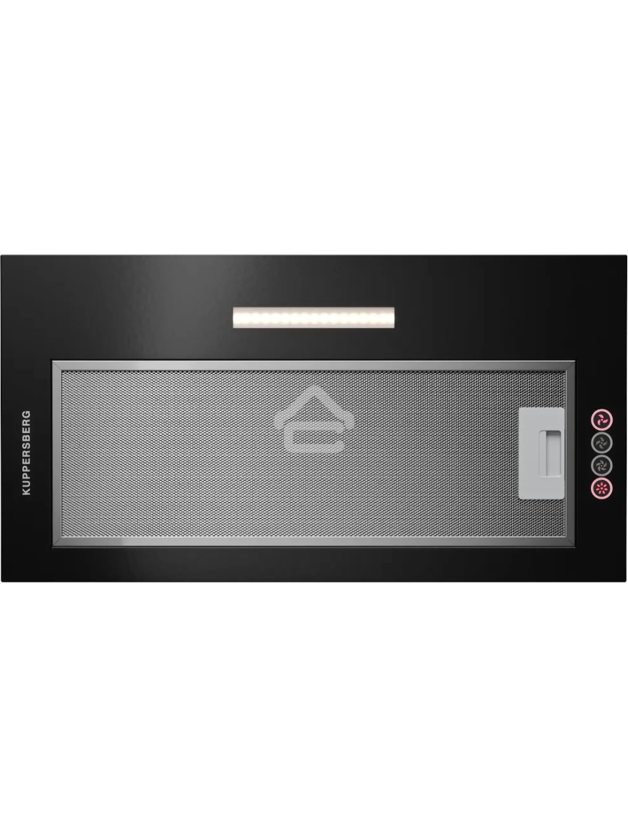 Вытяжка встраиваемая Kuppersberg INTOUCH 60 B, ширина 54 см, отвод/рециркуляция, 650 м3/час, 3 скорости, электронное сенсорное управление, светодиодное освещение 1х5 Вт, жироулавливающий фильтр, угольный фильтр KF-T (опция), 41 дБ, цвет: черный