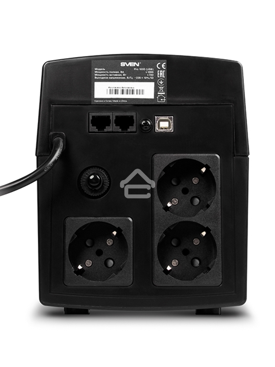 Источник бесперебойного питания SVEN Pro 1000 1000VA/720W USB, RJ-45 (3 EURO) 