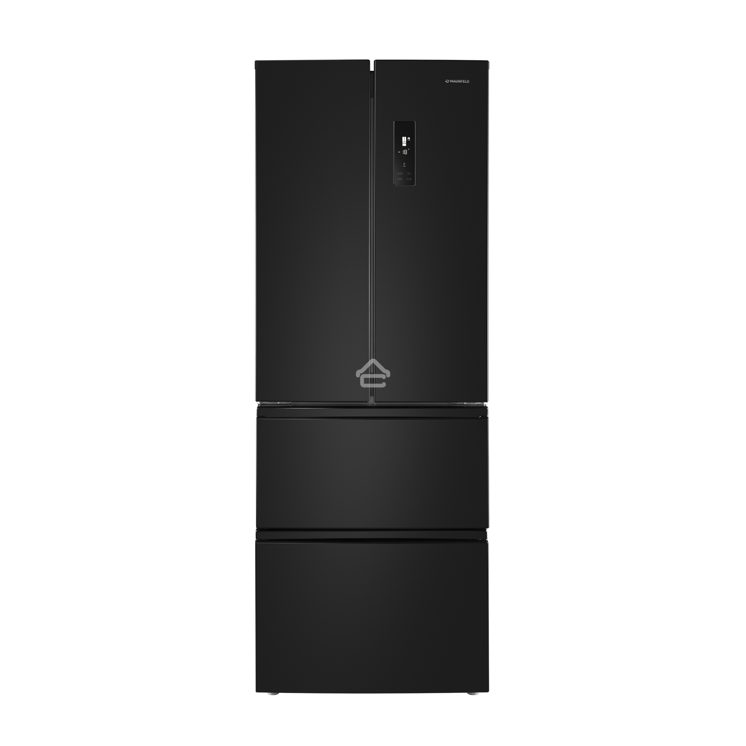 Холодильник Maunfeld MFF180NFBE01 черный трехкамерный 224/113л морозилка снизу, No Frost