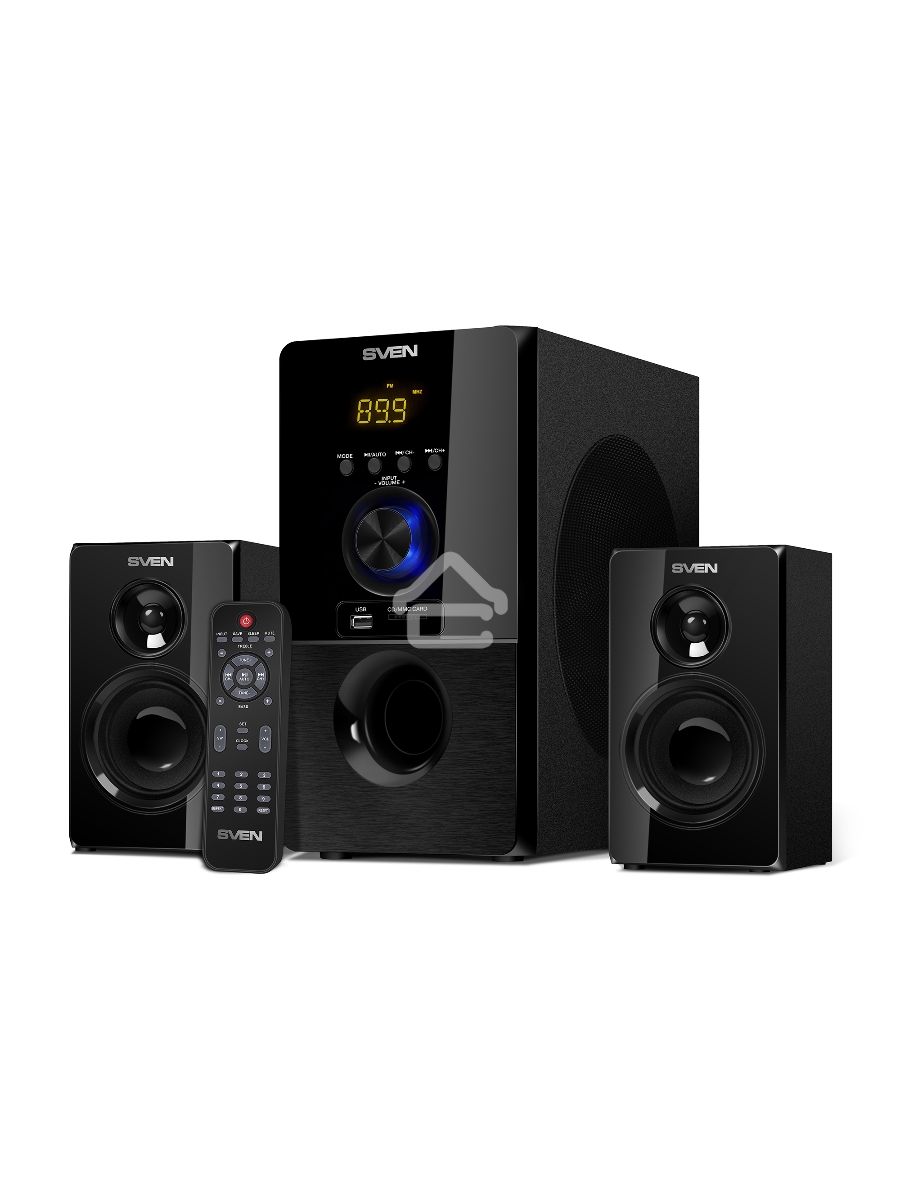 Колонки SVEN MS-2050 черный (2x12,5W + Subwoofer 30W, дерево, USB, SD, FM, ПДУ, Bluetooth)