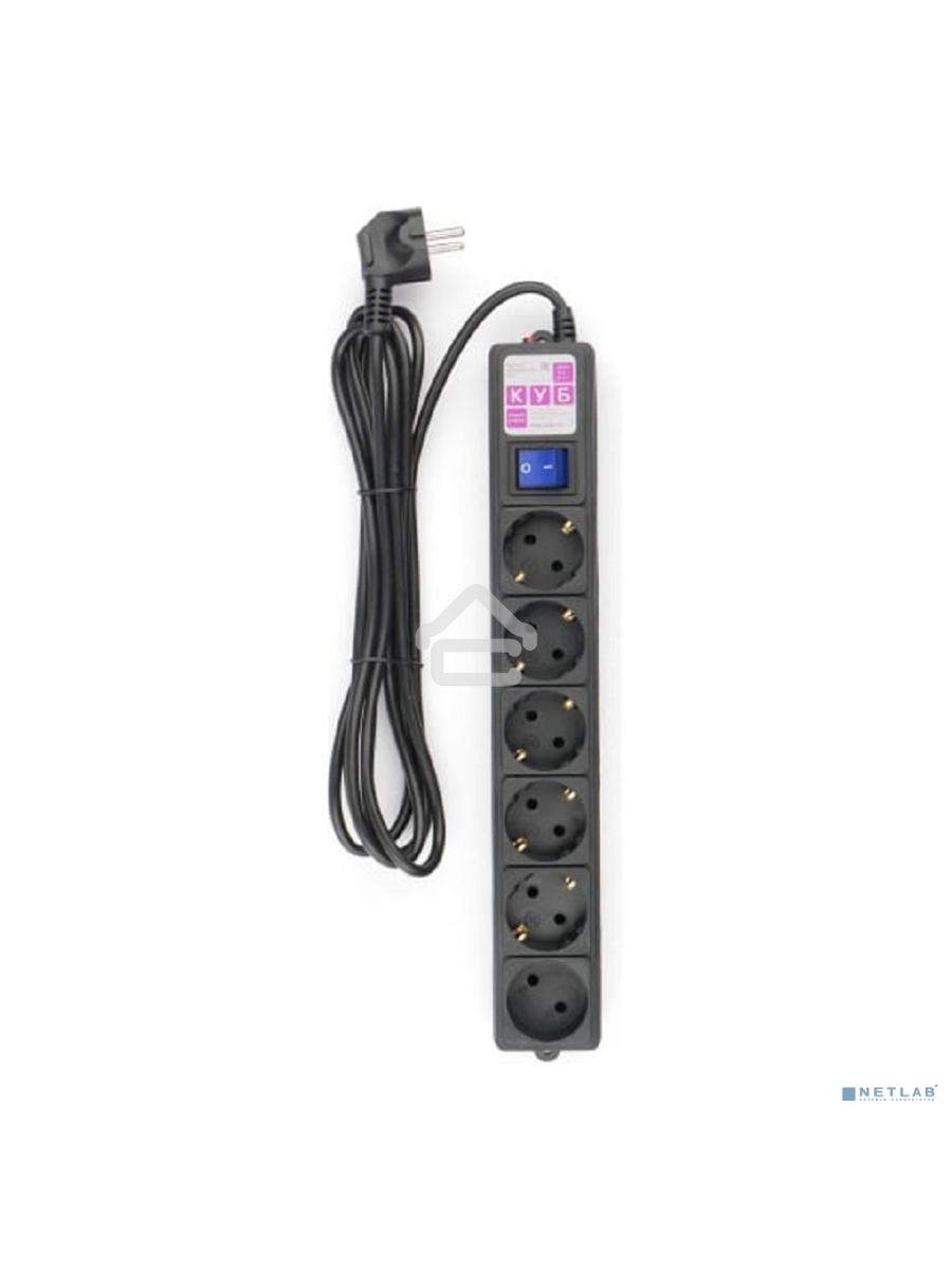 Сетевой фильтр Powercube SPG6-B-3M 3м (6 розеток) черный (коробка)