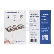 Внешний корпус Gembird EEM2-SATA-3 USB 3.1 для M2 SATA порт Type-С, RGb подсветка, металл, серебристый