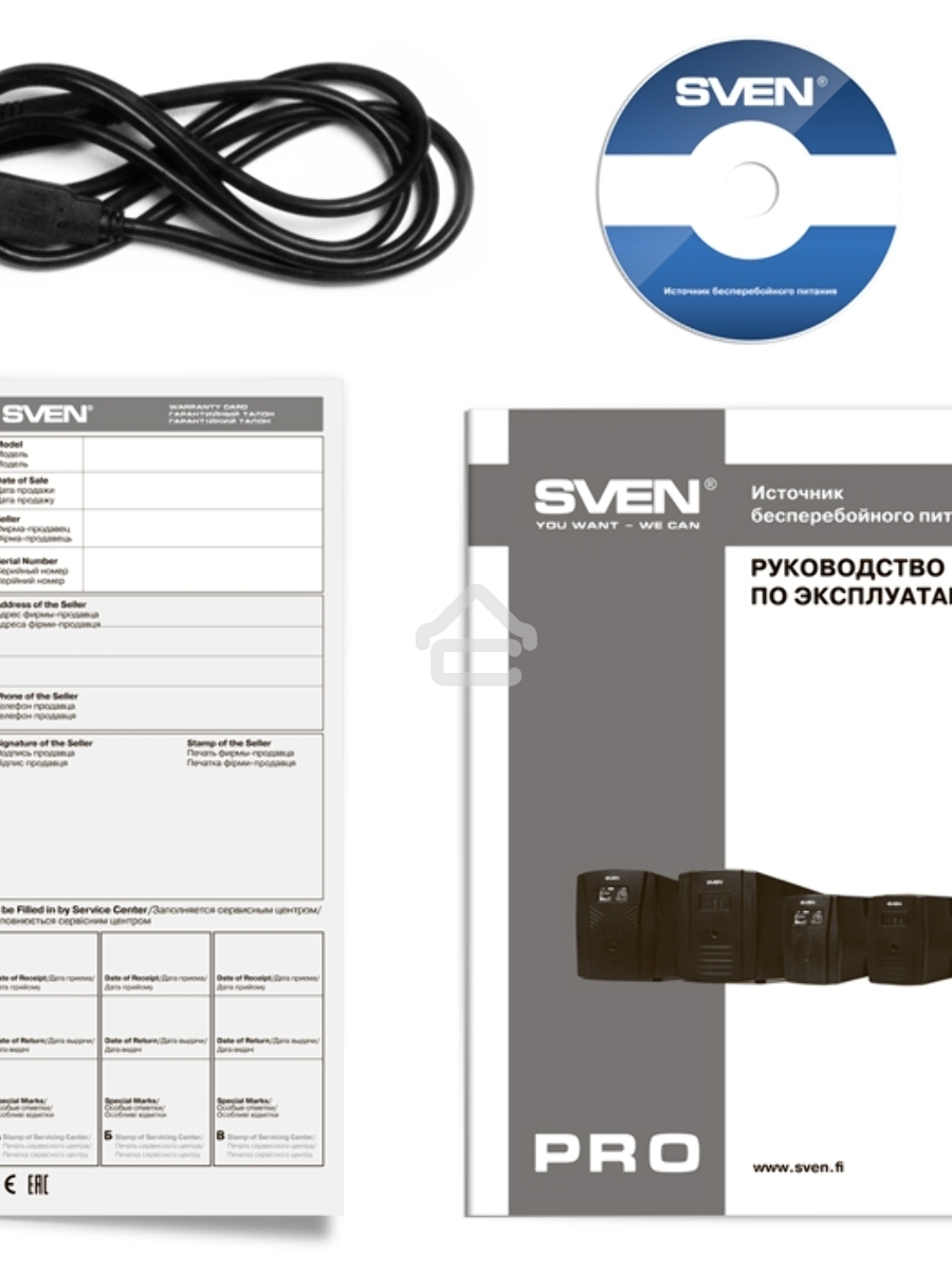 Источник бесперебойного питания SVEN Pro 1000 1000VA/720W USB, RJ-45 (3 EURO) 