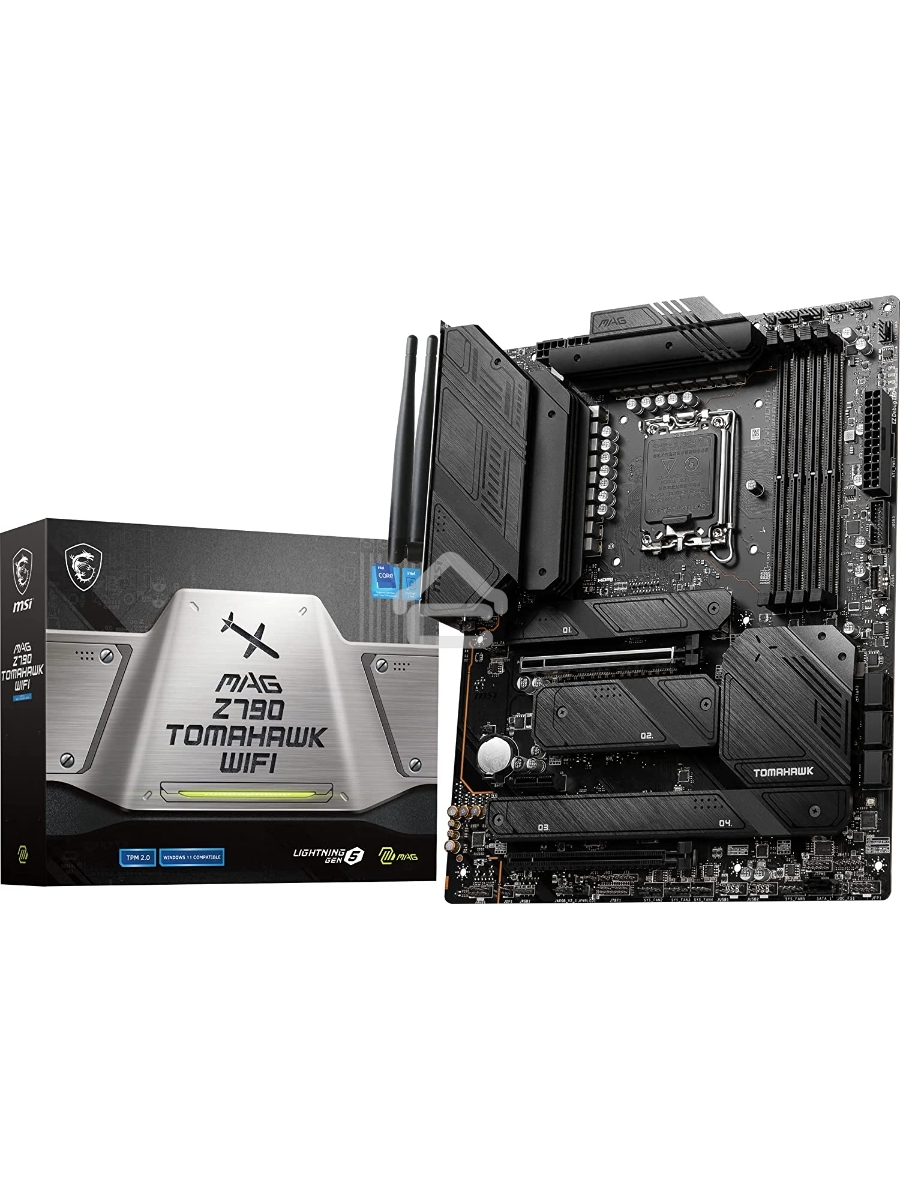 Материнская плата MSI MAG Z790 TOMAHAWK WIFI, LGA 1700, Intel Z790, 4xDDR5, 7xSATA, 4xM.2, 1xPCIe 4.0 x4, 1xPCIe 5.0 x16, 1xHDMI, 1xDP, 1x2.5Gb LAN, 4xUSB-A 3.2 Gen 1, 4xUSB-A 3.2 Gen 2, 1xUSB-C 3.2 Gen 2, 1xUSB-C 3.2 Gen 2x2, 5x3.5 мм, 7.1, Standard-ATX
