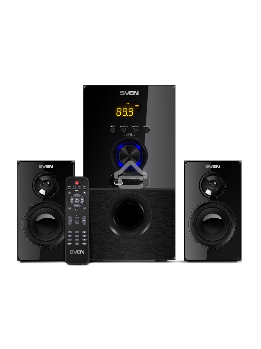 Колонки SVEN MS-2050 черный (2x12,5W + Subwoofer 30W, дерево, USB, SD, FM, ПДУ, Bluetooth)