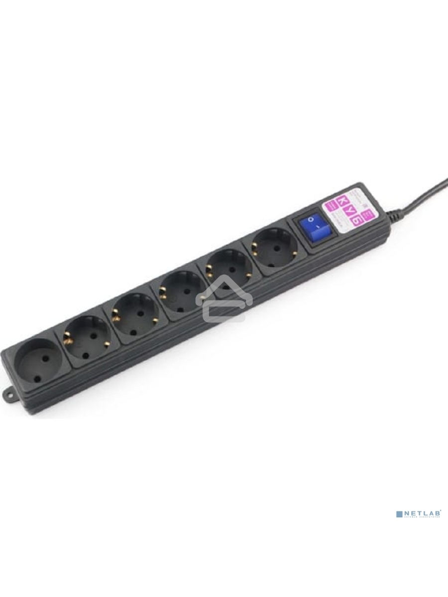 Сетевой фильтр Powercube SPG6-B-3M 3м (6 розеток) черный (коробка)