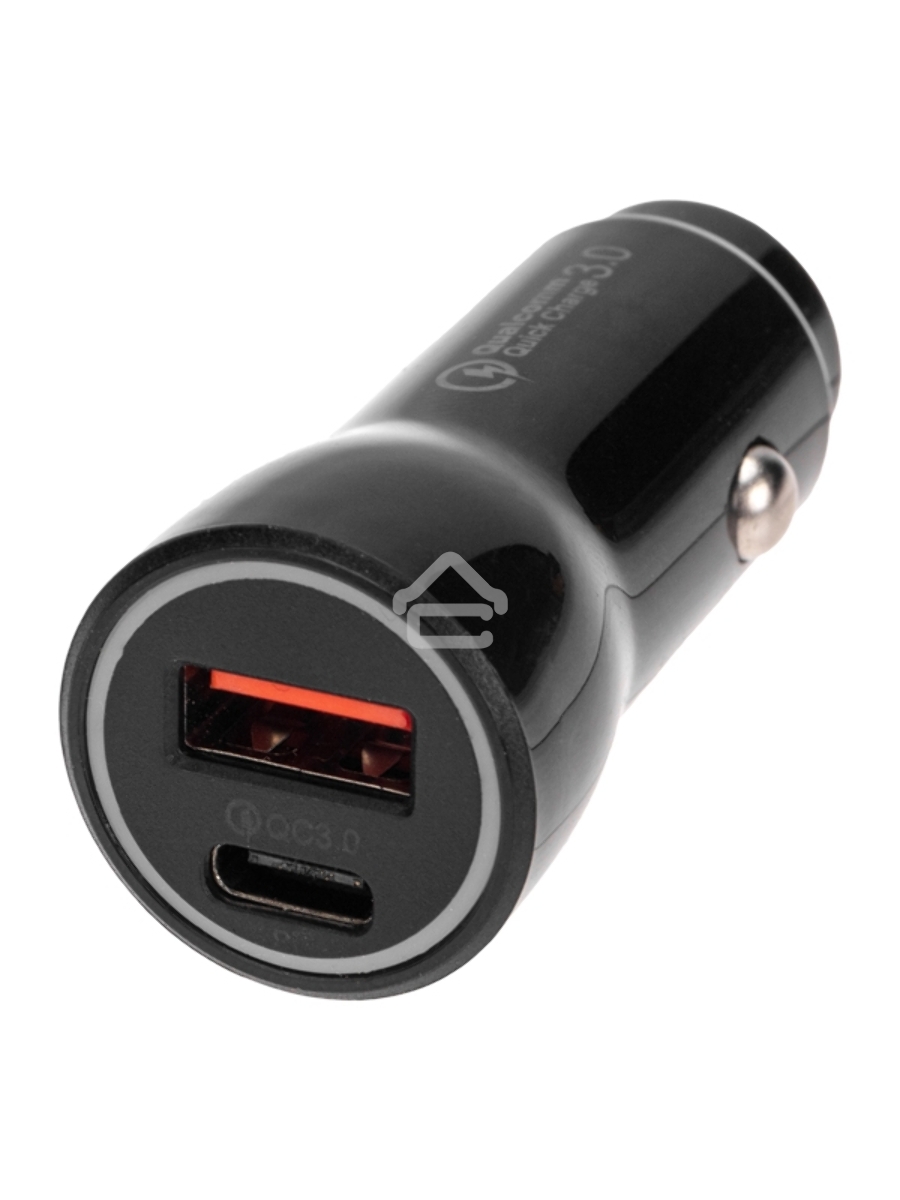 Автозарядка в прикуриватель АЗУ USB-A (QC 3.0)+USB-C (PD), 38Вт черный Rexant