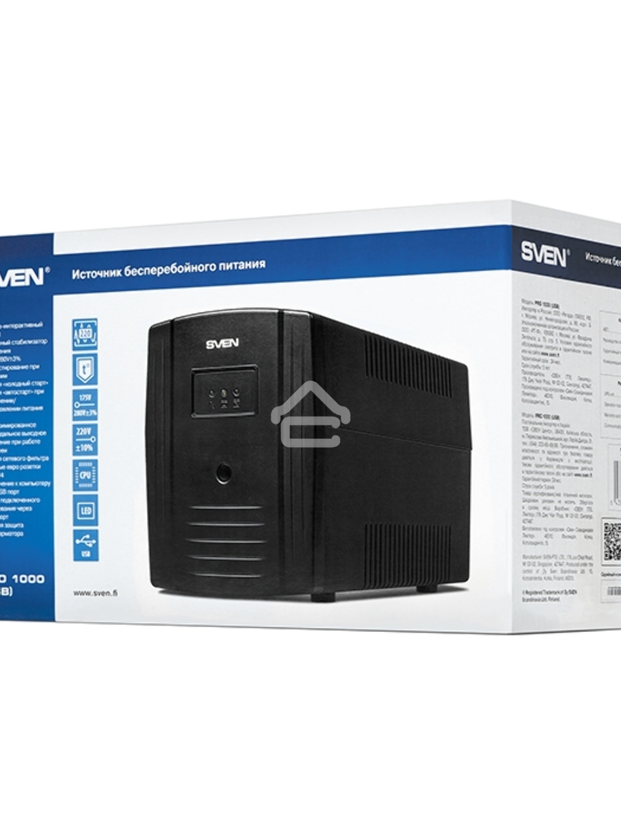 Источник бесперебойного питания SVEN Pro 1000 1000VA/720W USB, RJ-45 (3 EURO) 