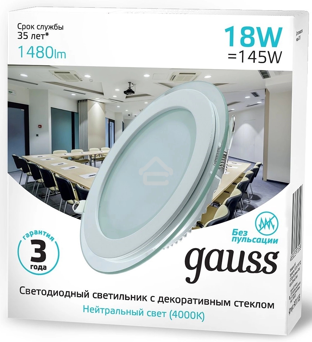 Светильник Gauss 947111218 18Вт 4000K цв.св.:белый нейтральный белый