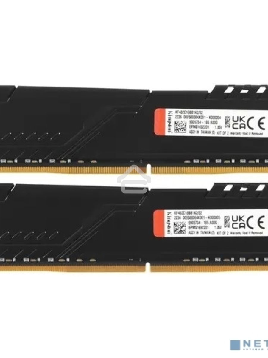 Оперативная память Kingston Fury Beast, DDR4, 32GB (2x16GB), 3200MHz, CL16, DIMM, с радиатором, чёрный