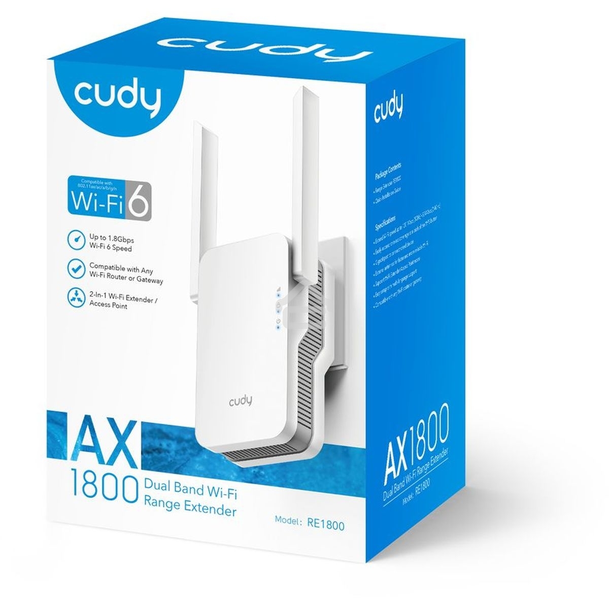 Повторитель беспроводного сигнала Cudy RE1800 AX1800 10/100/1000BASE-TX/Wi-Fi белый