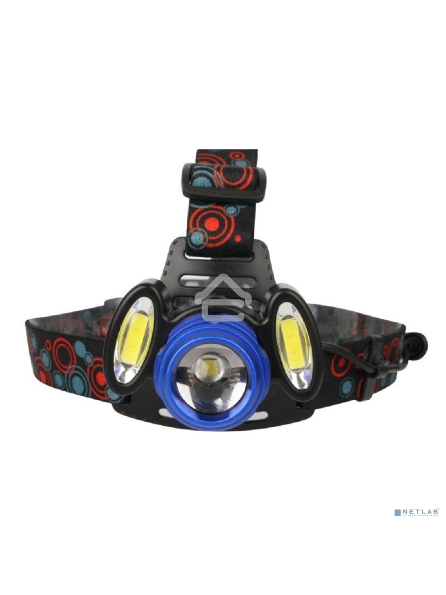 Фонарь налобный Ultraflash E1334 (акк 3,7В, синий /черный, 3LED, 4 Ватт, фокус, 2 ак 4 реж, метал