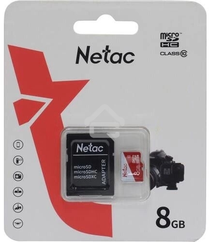 Флеш карта Netac P500 ECO MicroSDHC 8Gb C10 NT02P500ECO-008G-R,, адаптер в комплекте