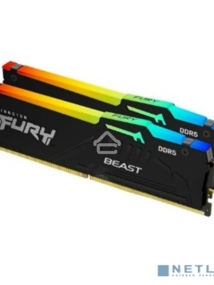 Оперативная память Kingston Fury Beast, DDR5, 16GB (2x8GB), 5600MHz, CL36, DIMM, с радиаторами, RGB, черный