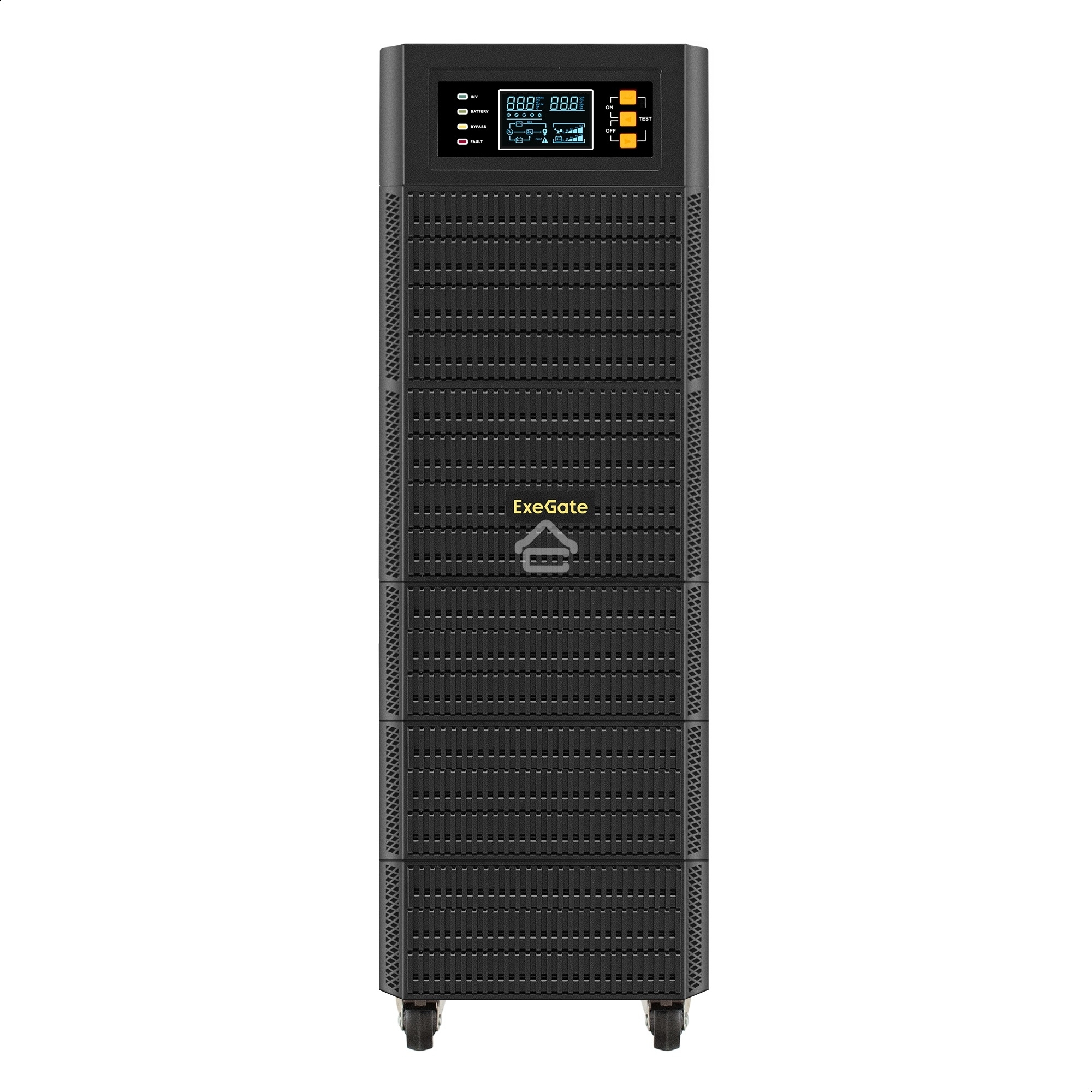 Источник бесперебойного питания On-line ExeGate PowerExpert TL-575-10kVA.192V.LCD.AVR.T.USB.RS232.SNMP 10000VA/10000W, On-Line, PF=1, LCD, клеммы, RS232, USB, SNMP-slot, встроенные батареи 12V 7.2Ah - 16шт, возможность подключения до 4 внешних батарейных 