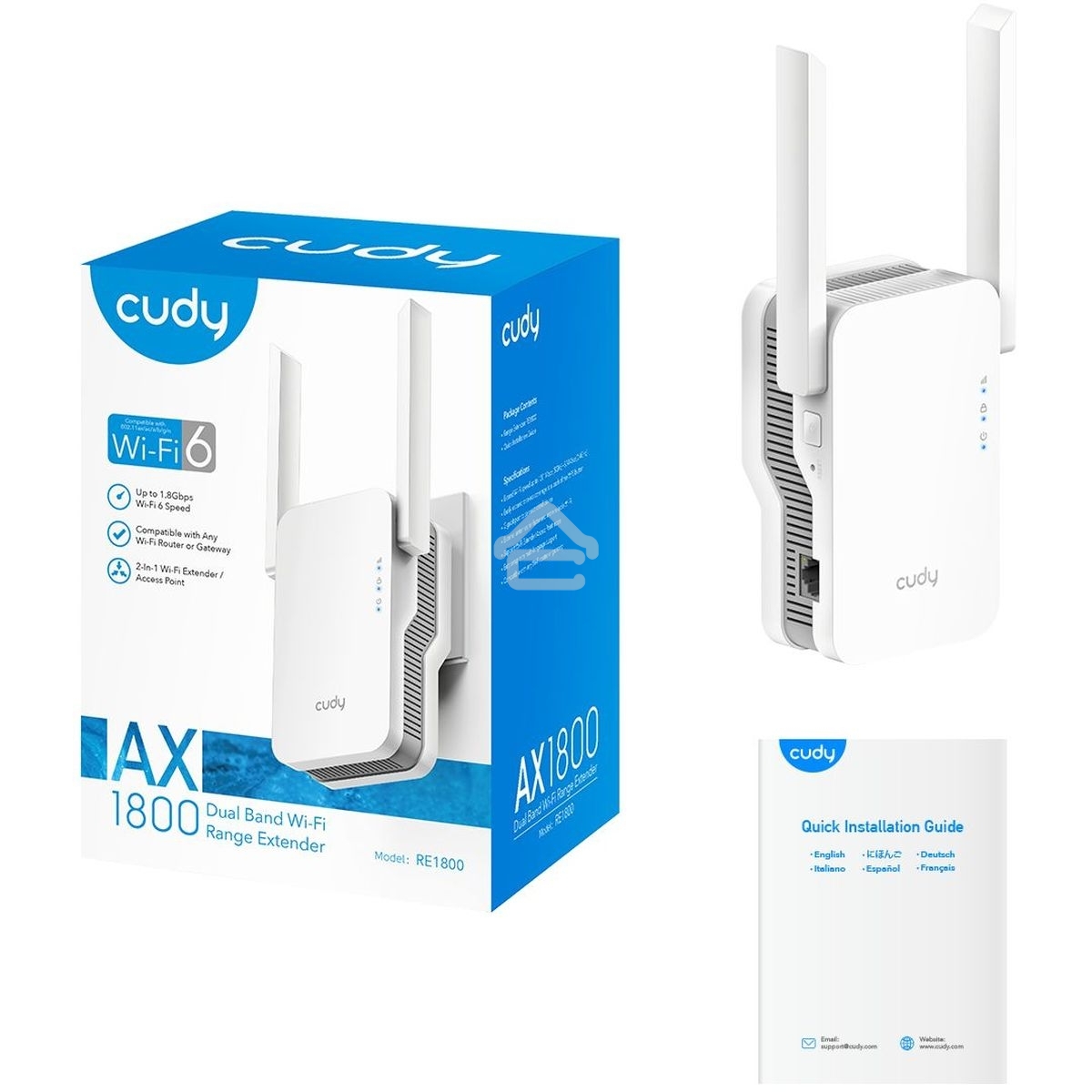 Повторитель беспроводного сигнала Cudy RE1800 AX1800 10/100/1000BASE-TX/Wi-Fi белый
