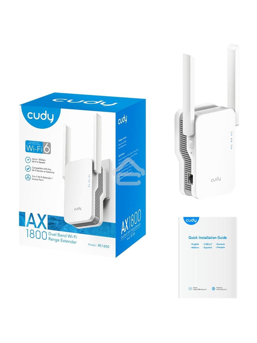 Повторитель беспроводного сигнала Cudy RE1800 AX1800 10/100/1000BASE-TX/Wi-Fi белый