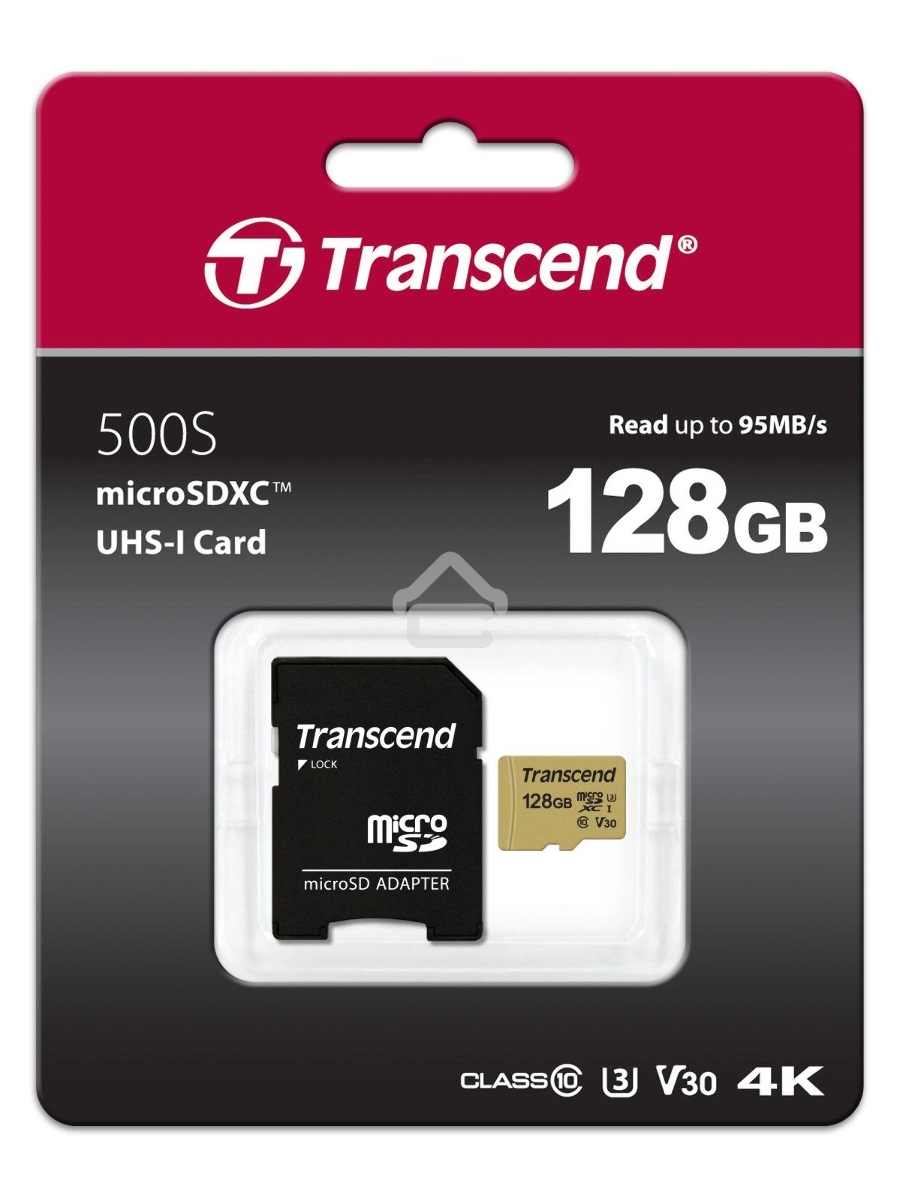 Флеш карта microSD 128GB Transcend microSDXC Ultimate UHS-I U3, V30, (SD адаптер), MLC