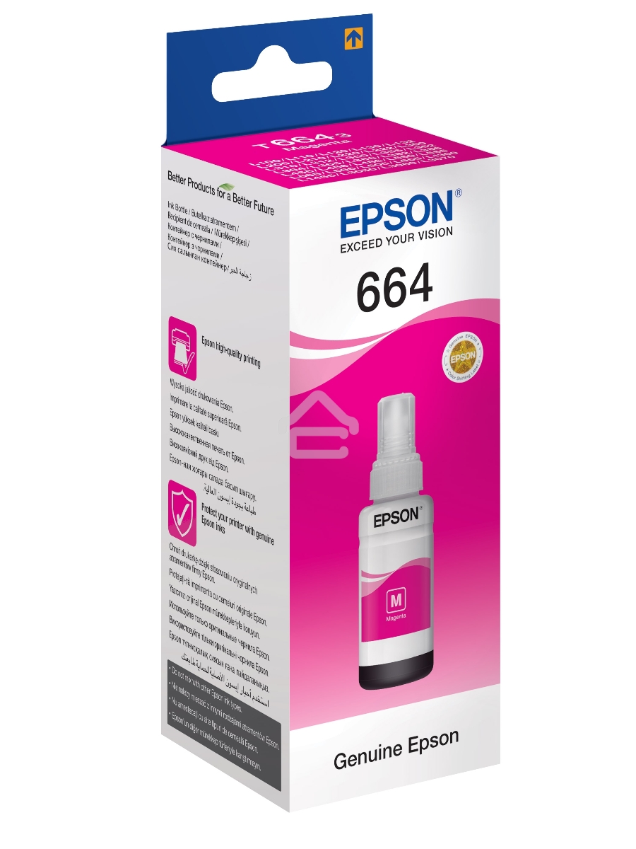 Чернила Epson T6643 Magenta (C13T66434A) пурпурные, контейнер 70 мл., для L100/L110/L120/L1300/L200/L210/L300/L350/L355/L550