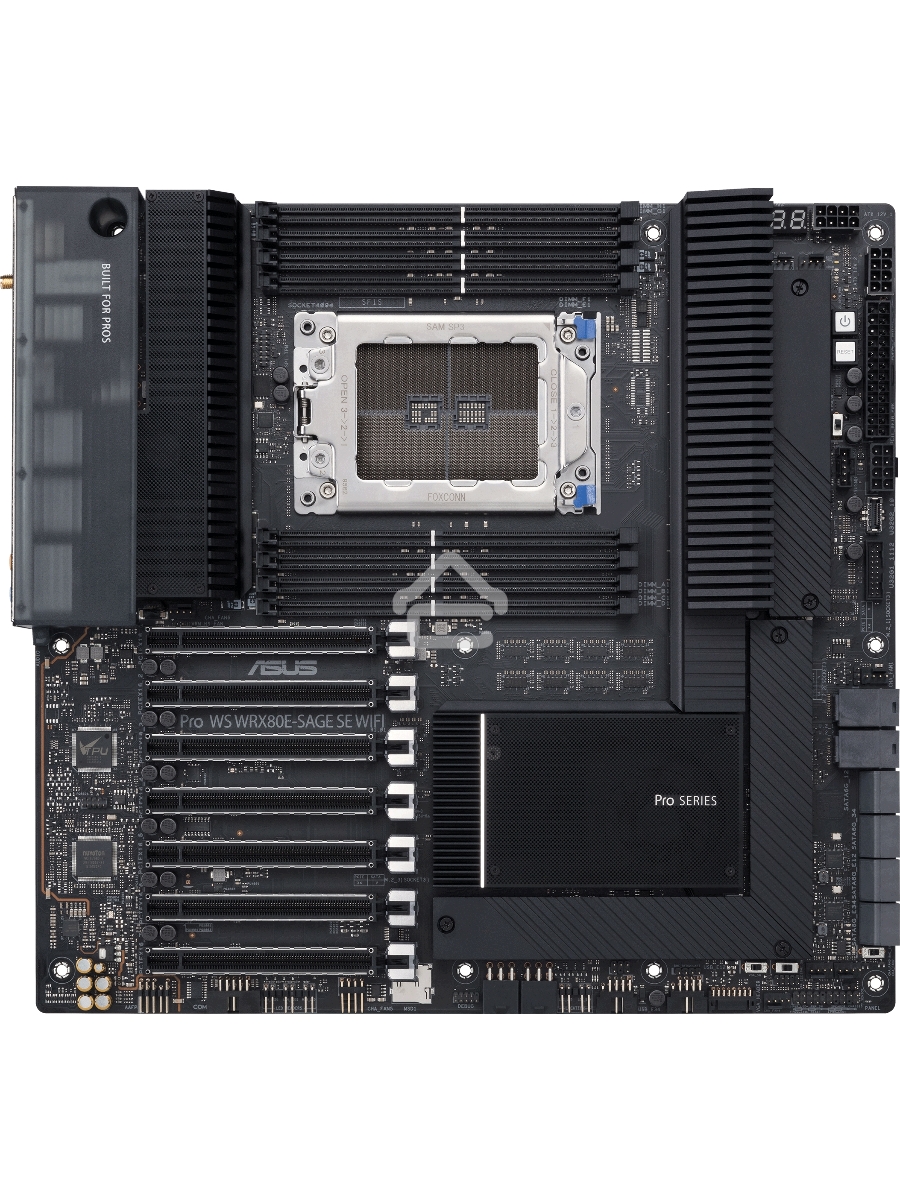 Материнская плата ASUS Pro WS WRX80E-SAGE SE WIFI, sWRX8, AMD WRX80, 8xDDR4, 8xSATA, 3xM.2, 7xPCI-E 4.0 x16, 2x 10Gb LAN, 8xUSB-A 3.2 Gen 2, 5x3.5 мм, 7.1, E-ATX