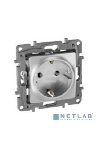 Розетка [672422] Legrand Розетка 2К+З со шторками - немецкий стандарт - винтовые зажимы - 16 А - 250 В - Etika - алюминий