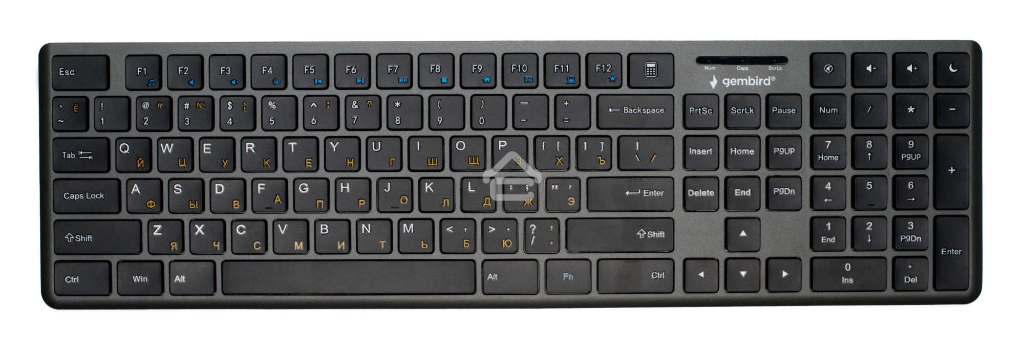 Проводная клавиатура Gembird KB-8460, полноразмерная, 103кл+5 доп, 12Fn, ножничная, тихая, 1.5м, черная