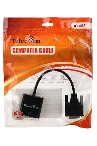Кабель-переходник VCOM DVI-D 25M ---> VGA 15F  Telecom <TA491> Кабель-переходник DVI-D 25M ---> VGA 15F  Telecom <TA491>