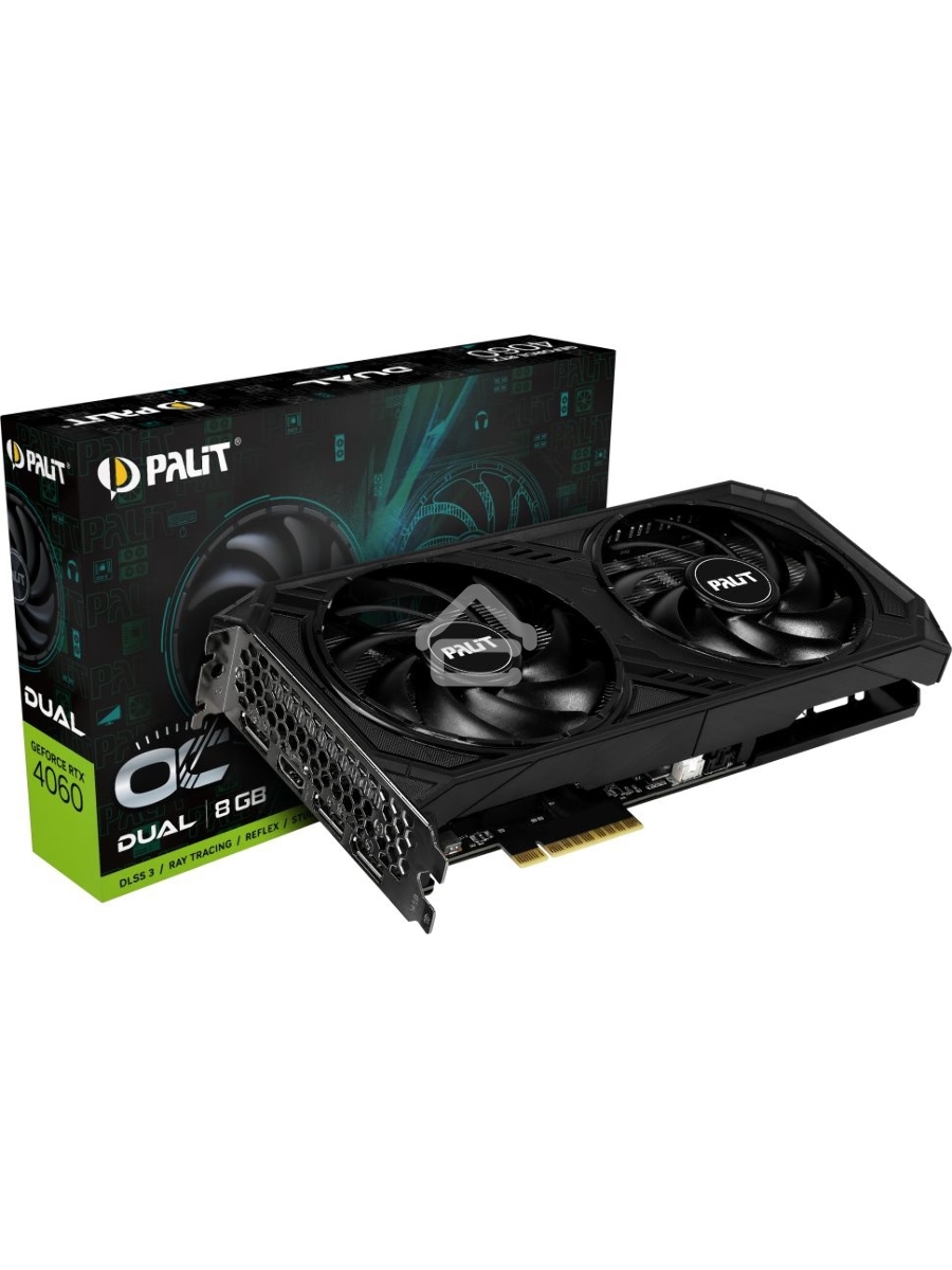 Видеокарта Palit PA-RTX4060 DUAL OC 8GB 8192Mb 128 GDDR6 1830/17000 HDMIx1 DPx3 HDCP Ret