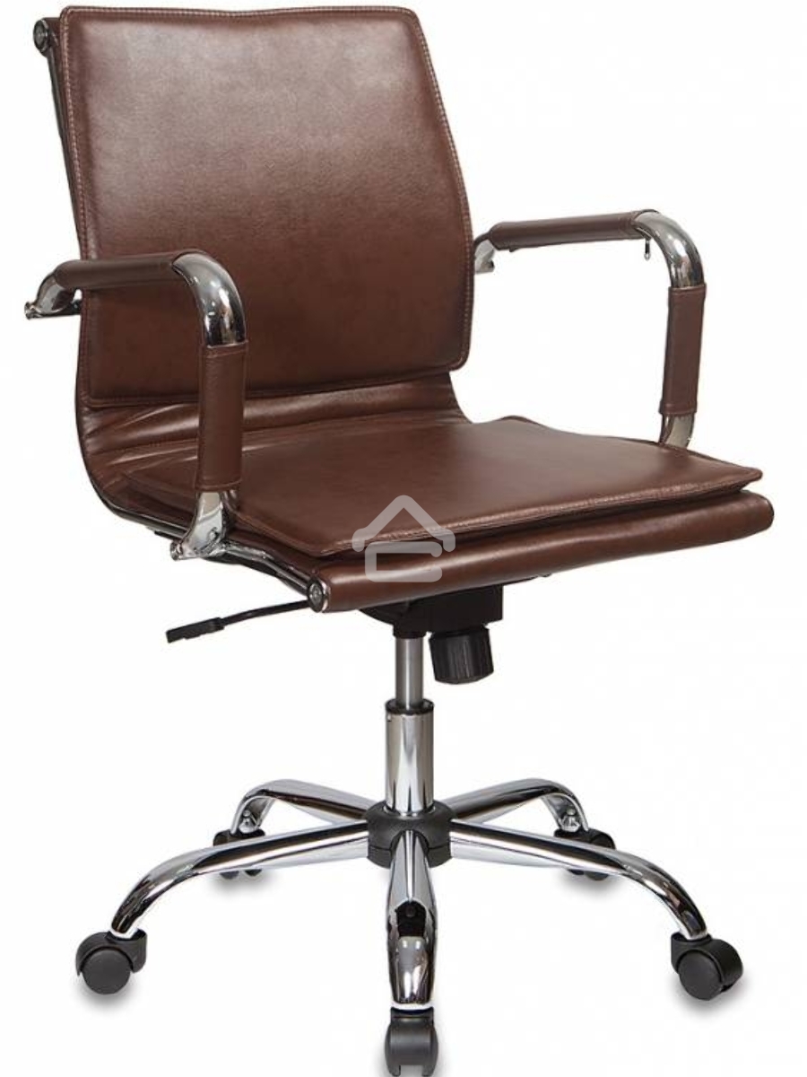 Кресло руководителя Бюрократ CH-993-Low/Brown коричневый, низкая спинка, искусственная кожа, крестовина хромированная