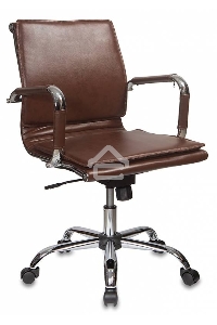 Кресло руководителя Бюрократ CH-993-Low/Brown коричневый, низкая спинка, искусственная кожа, крестовина хромированная