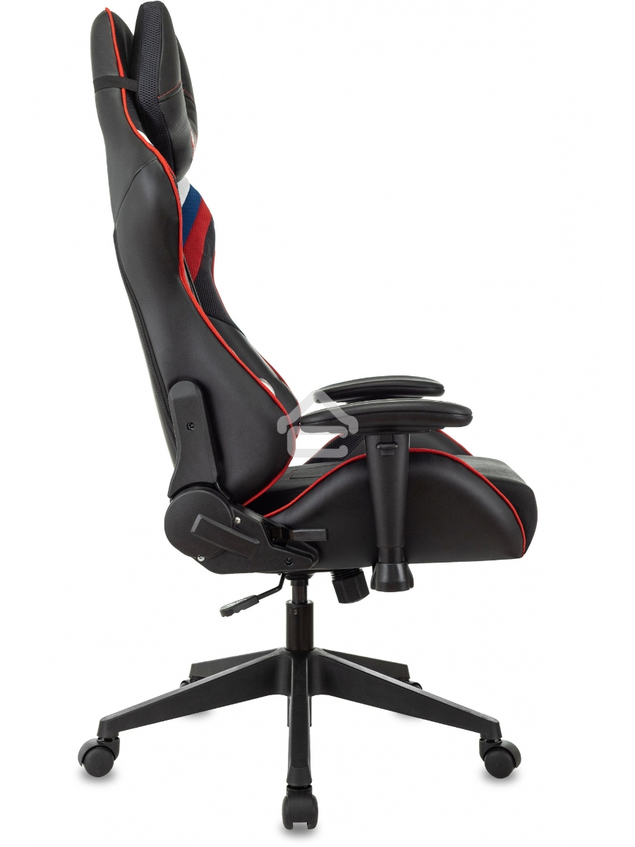 Кресло игровое Бюрократ VIKING 4 AERO RUS белый/синий/красный/черный, искусст. кожа/ткань, две подушки